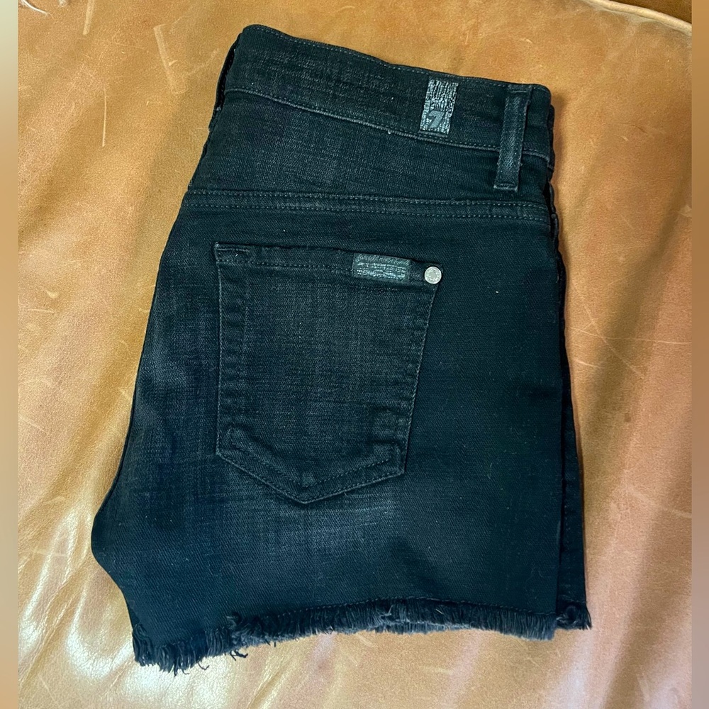 7 For All Mankind Mid-Rise Cutoff Shorts in Black